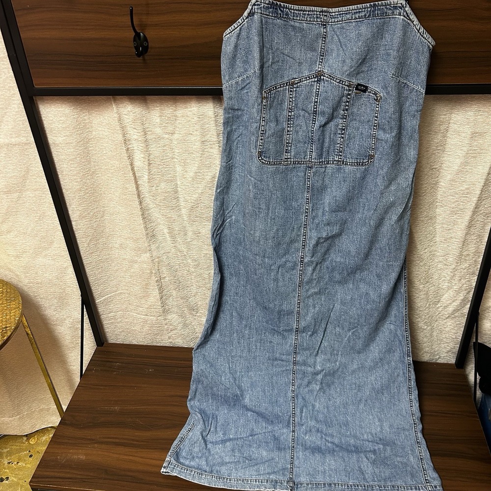 Lauren Jeans Co Ralph Lauren Denim Long  Dress Size MP Y2K With‎ Slit Vintage